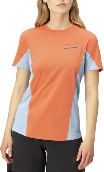 Norrona Senja Equaliser Lightweight Ws - T-shirt - donna Orange/Light Blue S