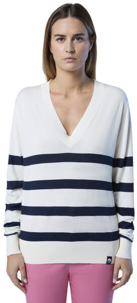 North Sails V Neck 14GG - maglione - donna White/Dark Blue L