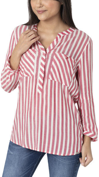 Timezone Striped Henley - camicia a maniche lunghe - donna Pink/White XS