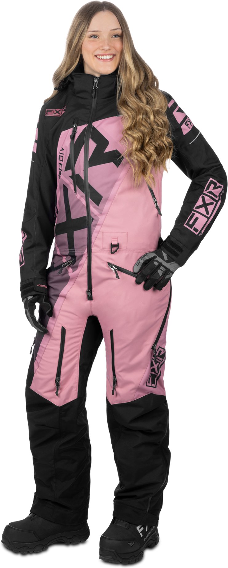 FXR Tuta Donna  CX F.A.S.T. Imbottita Nero-Rosa