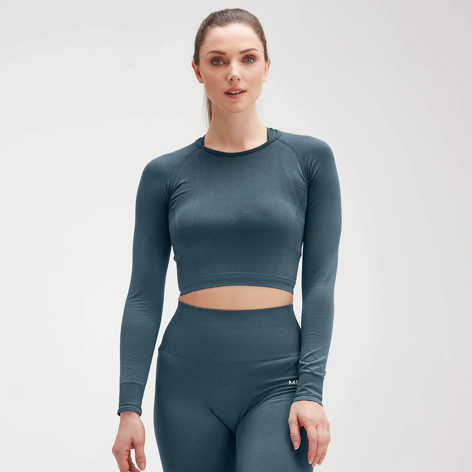 Mp Crop top a maniche lunghe  Shape Seamless Ultra da donna - Deep Sea Blue - XS