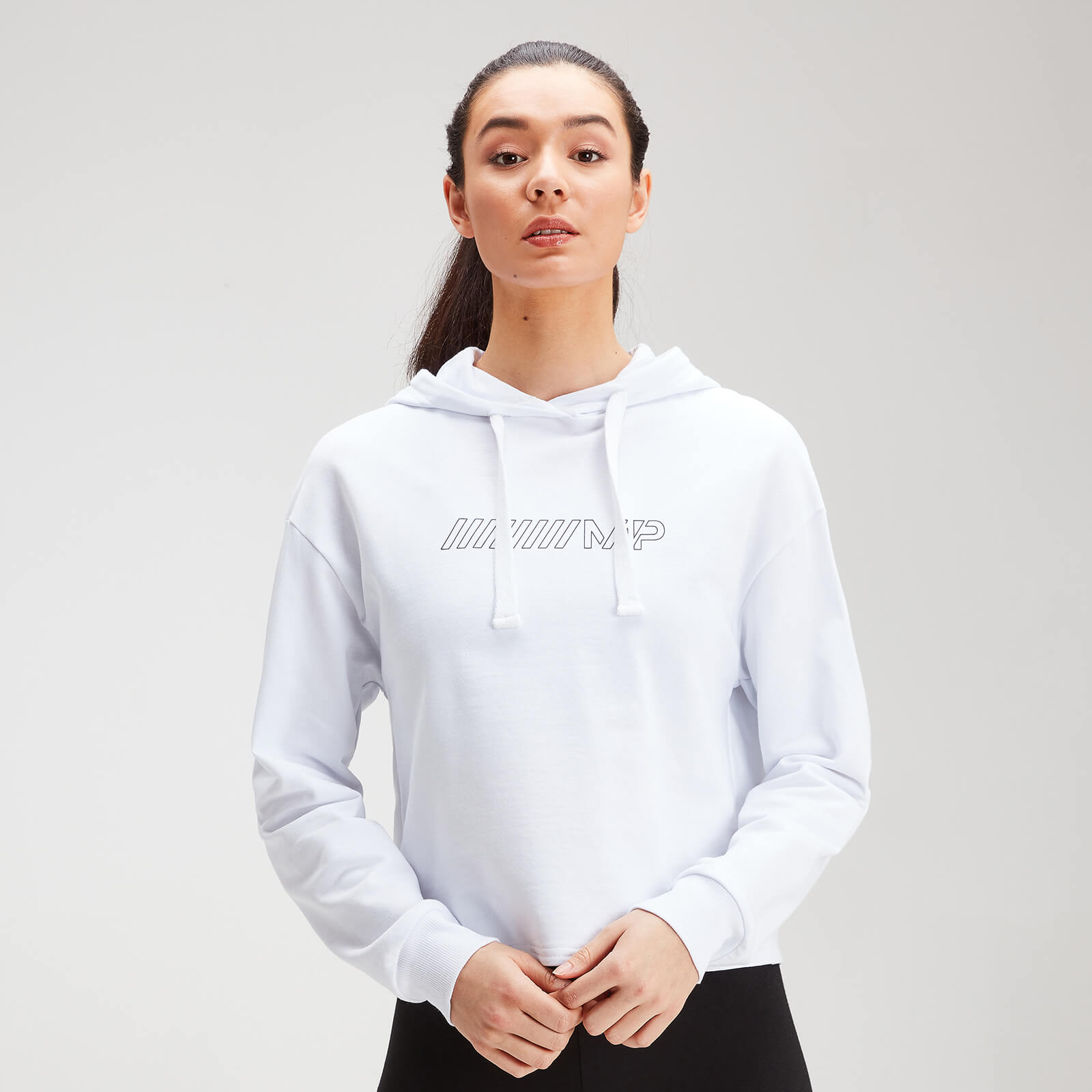 Mp Women's Outline Graphic Hoodie - White - XXS