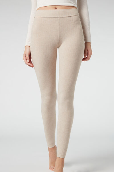 Calzedonia Leggings con Cashmere a Coste Donna Naturale L