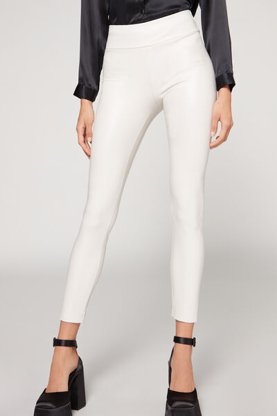 Calzedonia Leggings Effetto Pelle Termici Donna Bianco L