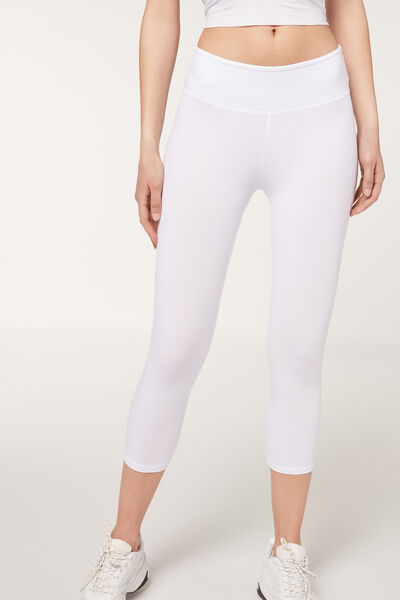 Calzedonia Leggings Capri in Cotone Supima Donna Bianco L