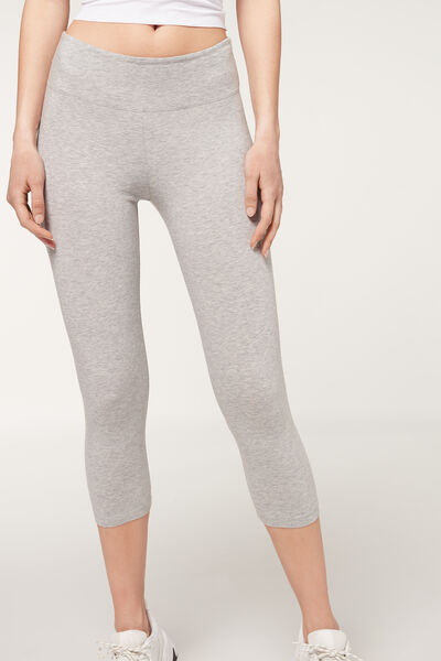 Calzedonia Leggings Capri in Cotone Supima Donna Grigio L