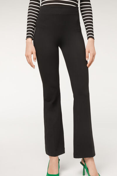 Calzedonia Leggings a Zampa in Cotone Supima Ultra Light Donna Nero M