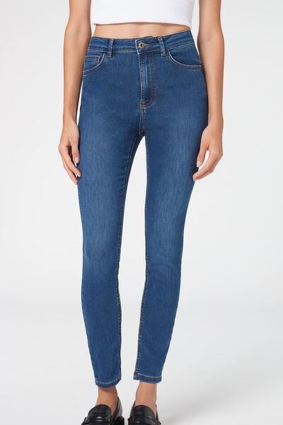 Calzedonia Jeans Push Up Skinny a Vita Alta Soft Touch Donna Blu L