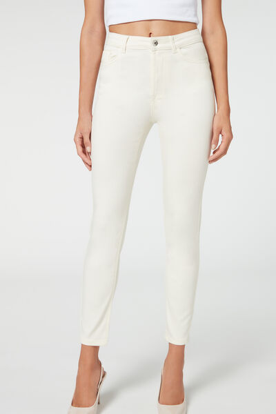 Calzedonia Jeans Push Up Skinny a Vita Alta Soft Touch Donna Bianco M