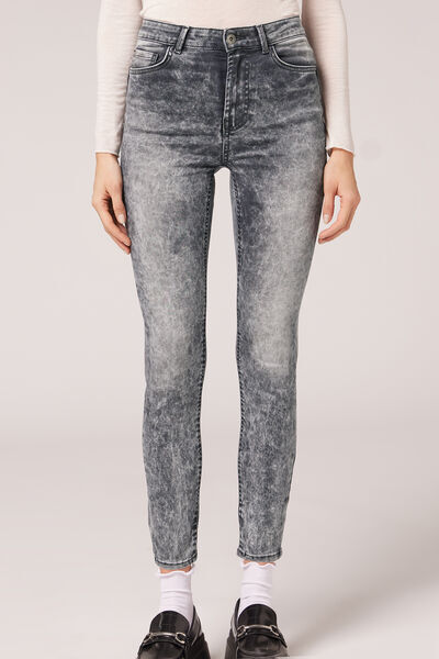 Calzedonia Jeans Push Up Skinny a Vita Alta Soft Touch Donna Grigio XL