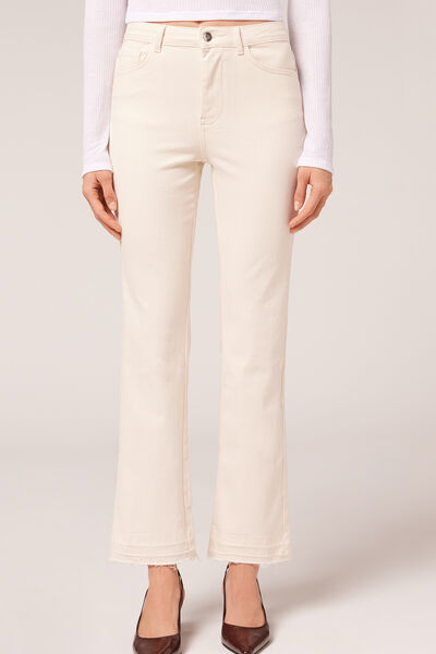 Calzedonia Jeans Cropped Flare Donna Bianco S