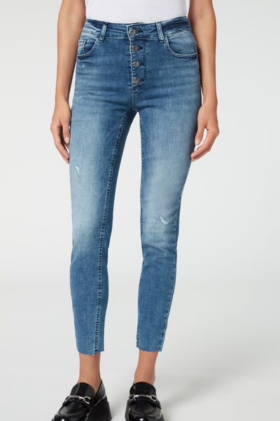 Calzedonia Jeans Super Skinny con Bottoni Donna Blu XS