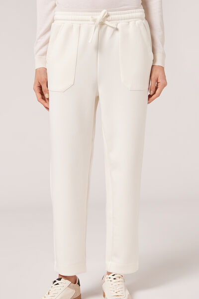 Calzedonia Pantaloni in Modal con Tasche e Coulisse Donna Bianco S