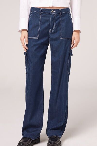 Calzedonia Jeans Cargo Donna Blu XS