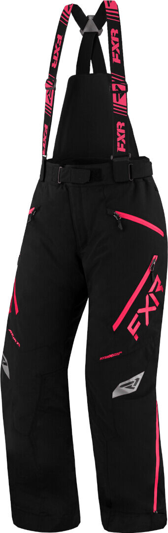 FXR Edge Pantaloni con bretelle da donna in motoslitta Nero Rosa S 30