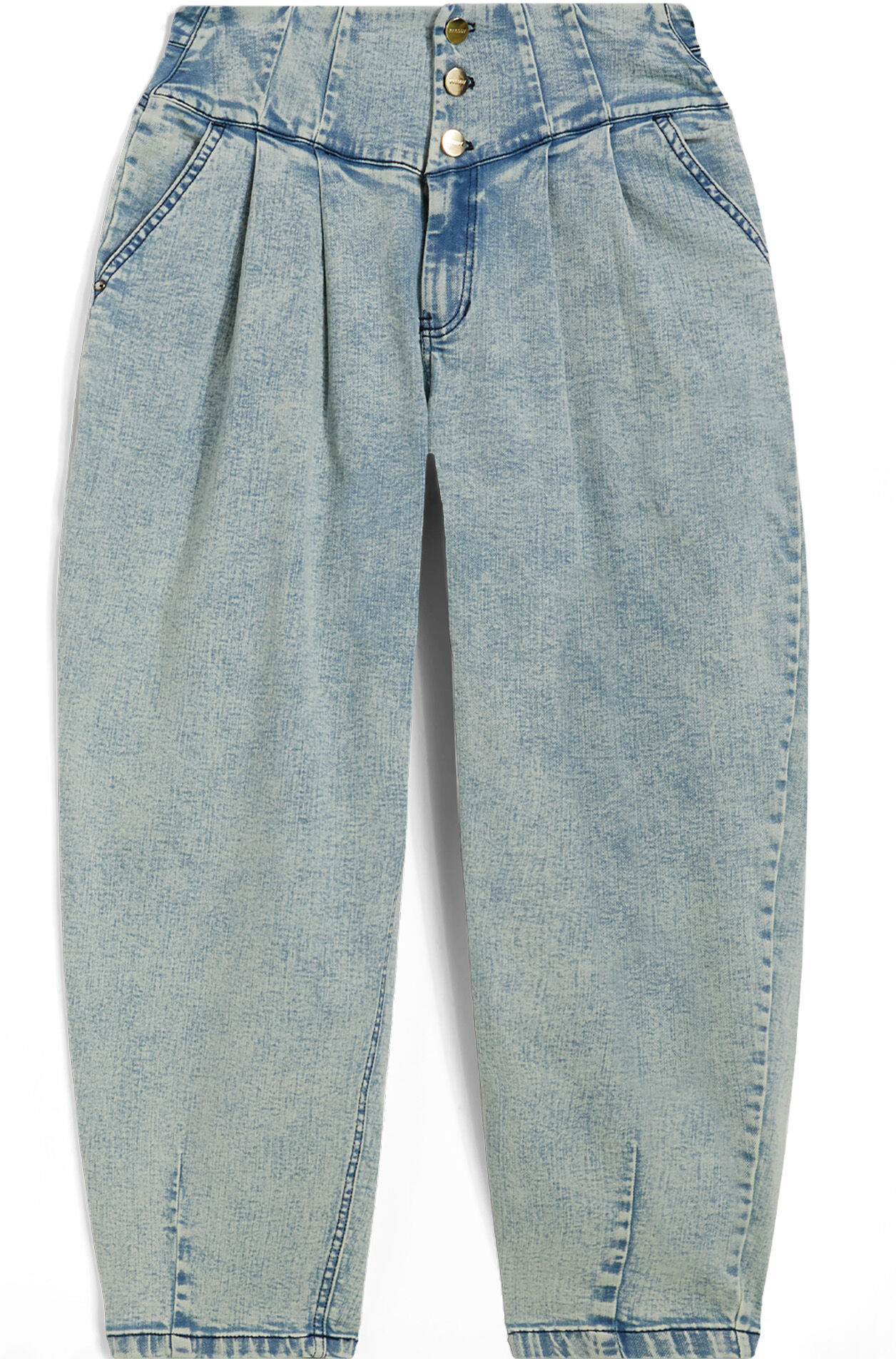 Freddy Jeans vestibilità balloon con vita strutturata e risvolto sul fondo Denim Bleach Blue Seams Donna Medium