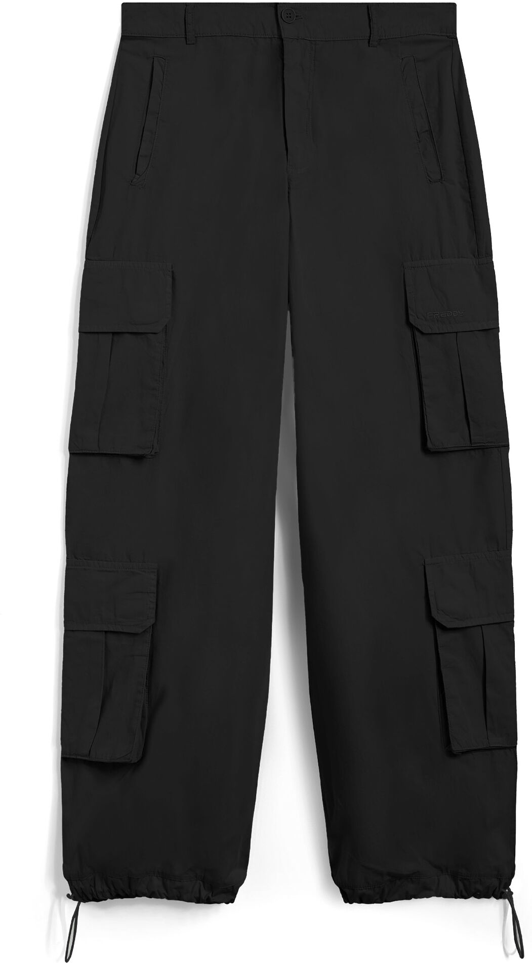 Freddy Pantaloni cargo baggy fit in popeline con quattro tasconi Nero Donna Extra Large