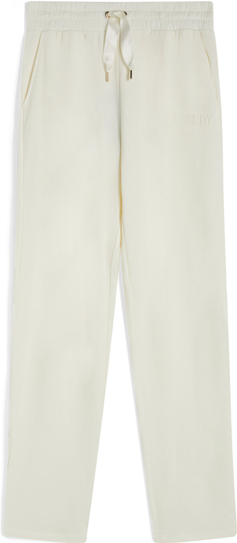 Freddy Pantaloni regular fit in felpa viscosa con fondo dritto Egret Donna Extra Large