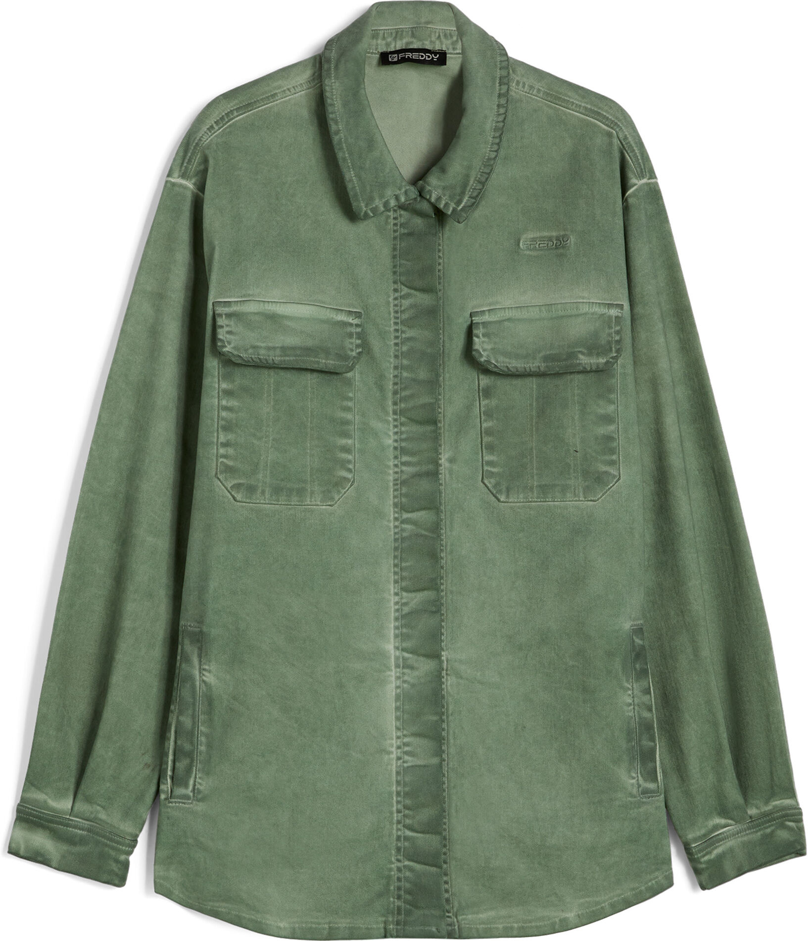 Freddy Camicia donna oversize tinta a freddo con tasche interne Hedge Green Cold Dyed Donna Extra Large