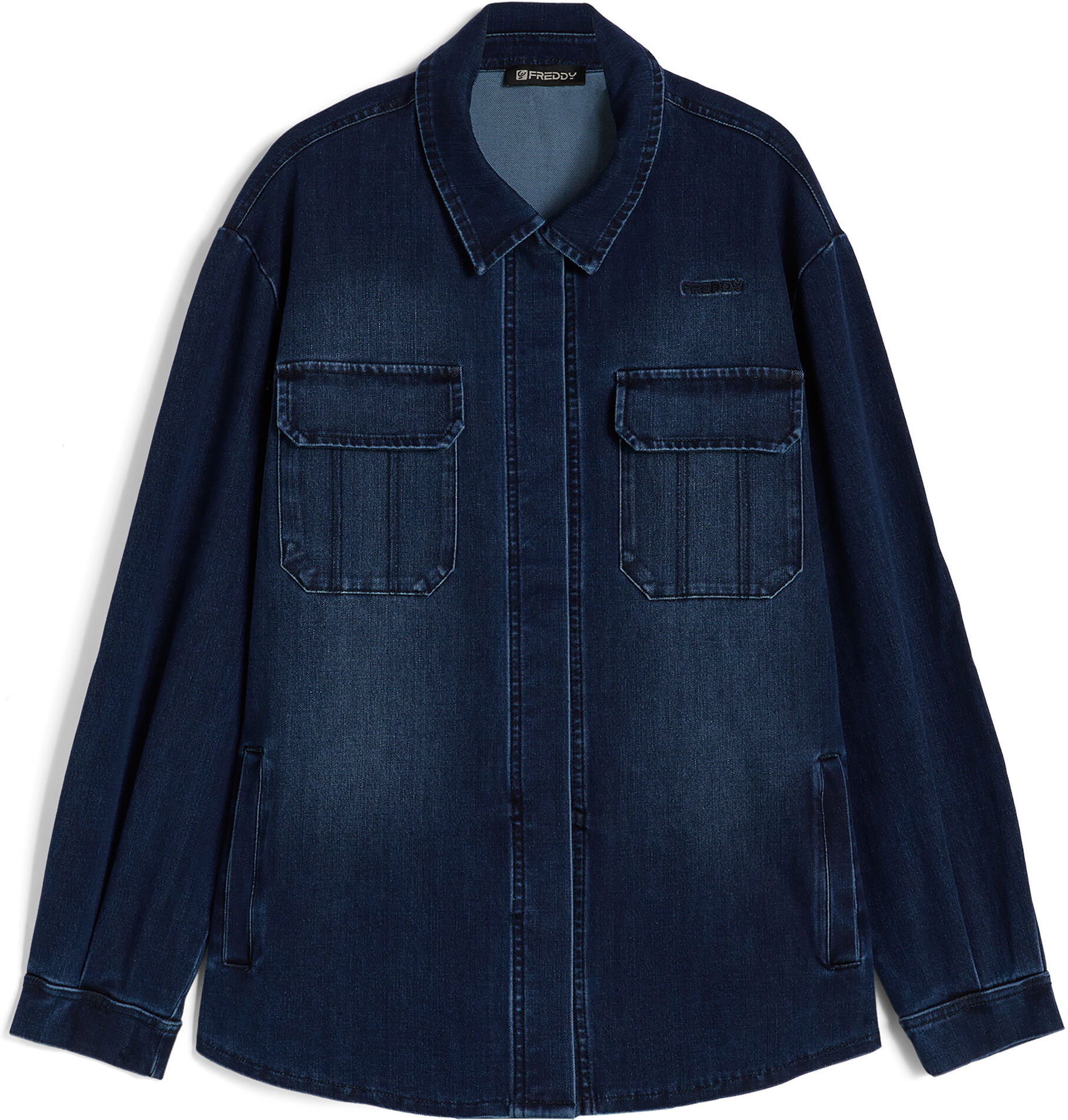 Freddy Camicia donna oversize in denim effetto used con tasche interne Dark Jeans-Seams On Tone Donna Extra Large