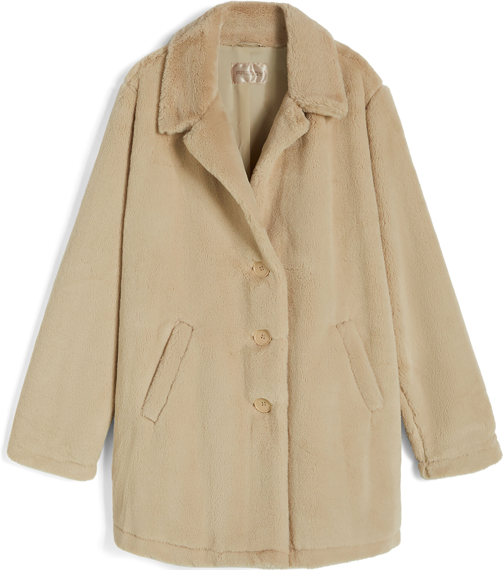 Freddy Cappotto monopetto con bottoni in pelliccia sintetica Irish Cream Donna Small