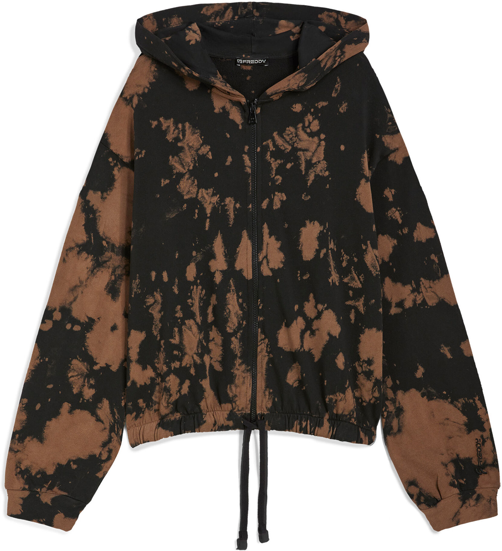 Freddy Felpa tie dye corta con cappuccio e coulisse in vita Black-Brown Donna Medium