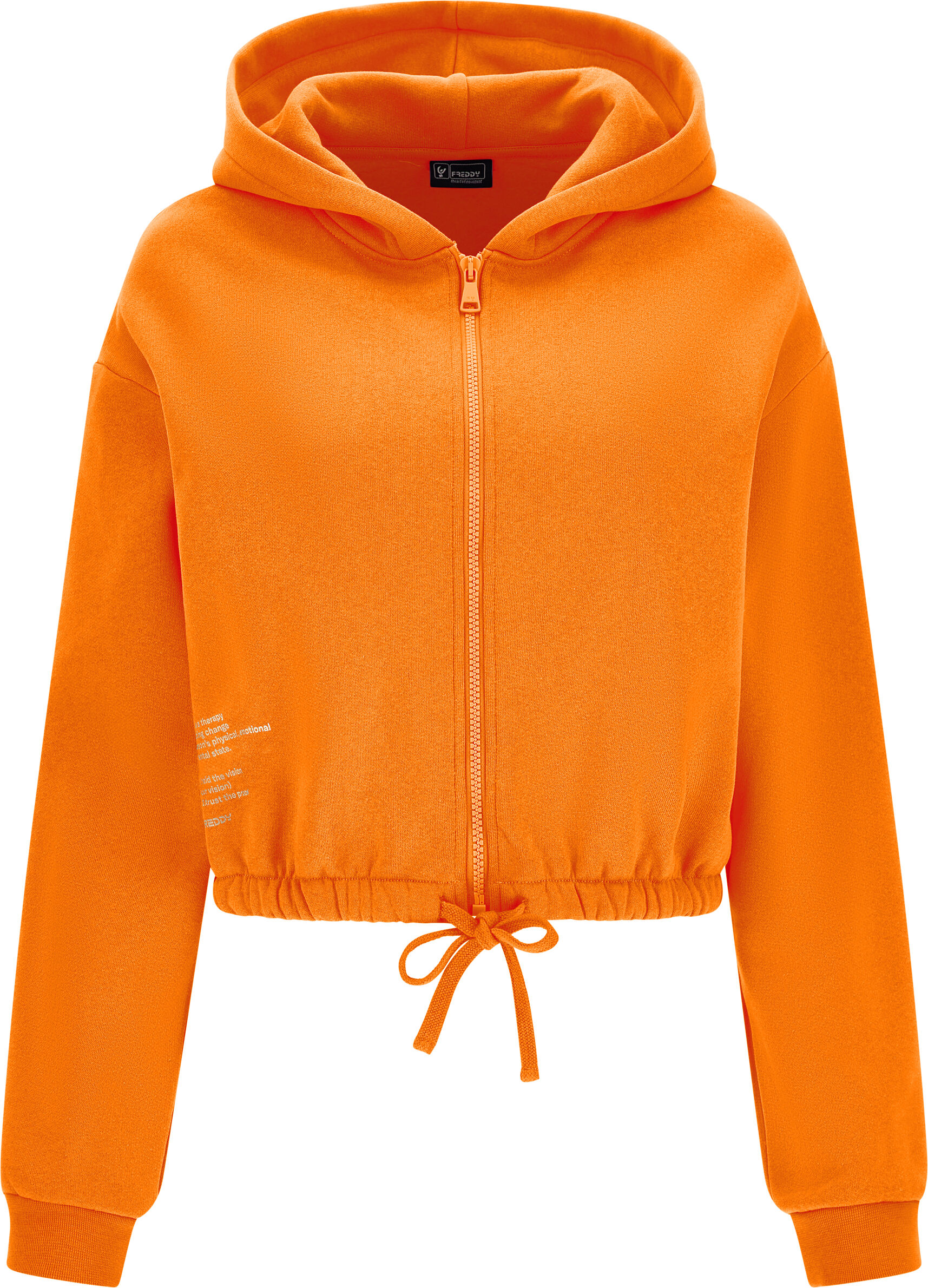 Freddy Felpa cappuccio corta con coulisse in vita e chiusura zip Mandarin Orange Donna Extra Large