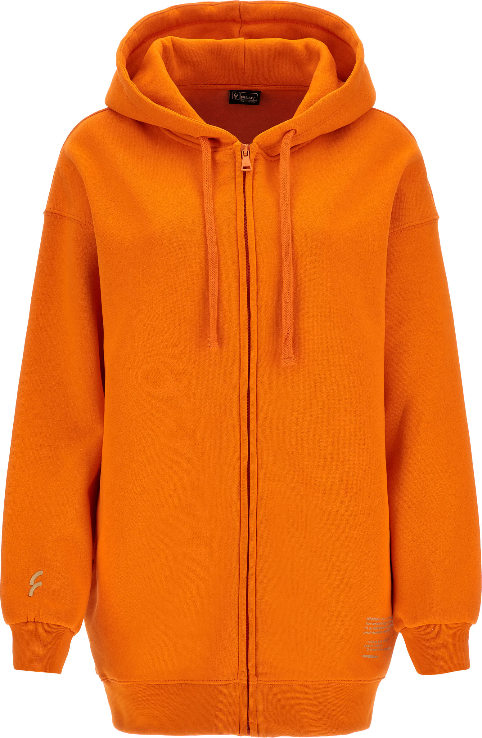 Freddy Felpa oversize zippata con cappuccio e stampa sul fondo Mandarin Orange Donna Extra Large