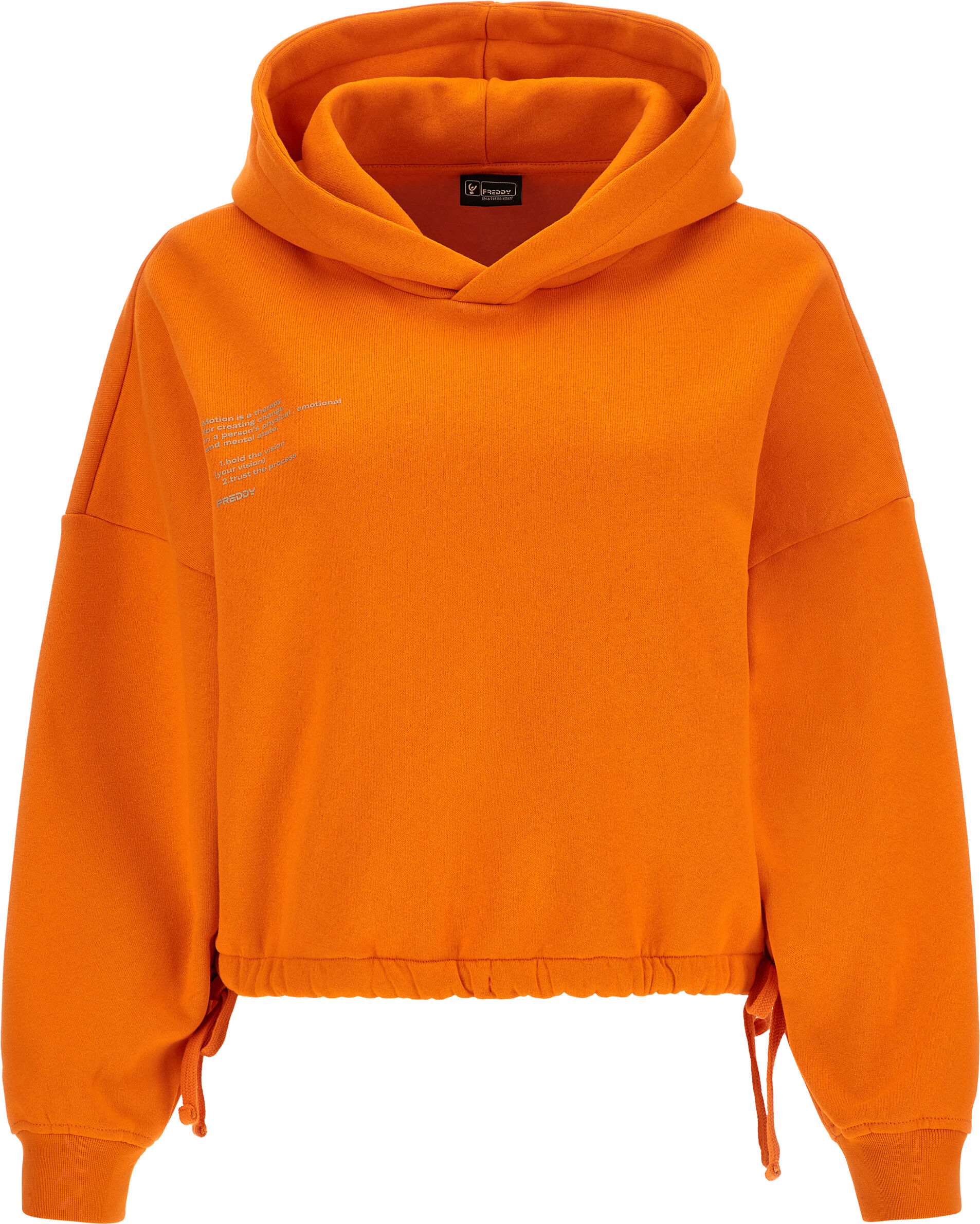 Freddy Felpa corta comfort fit con coulisse in vita e cappuccio Mandarin Orange Donna Large