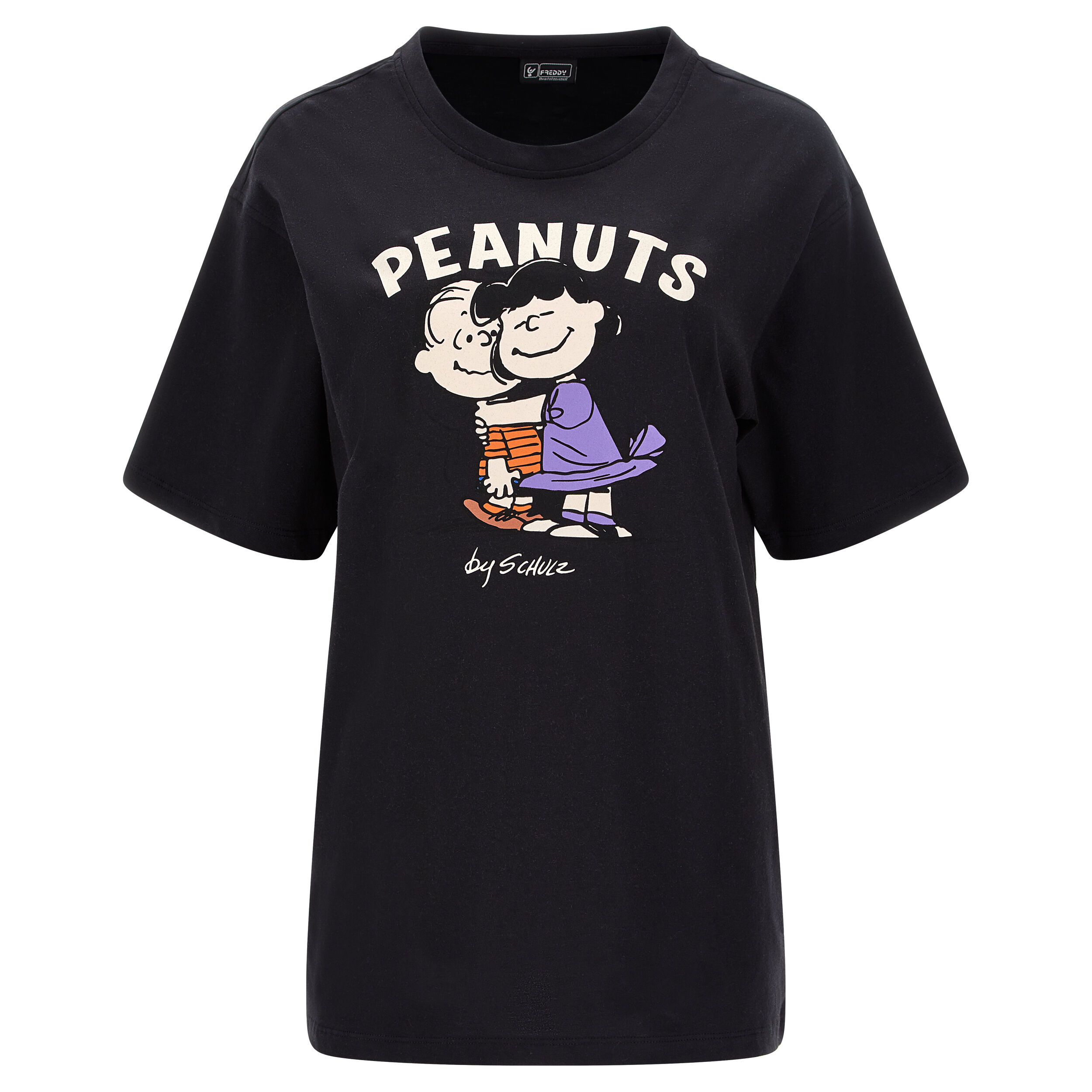 Freddy T-shirt comfort fit in jersey con stampa Peanuts Nero Donna Extra Small