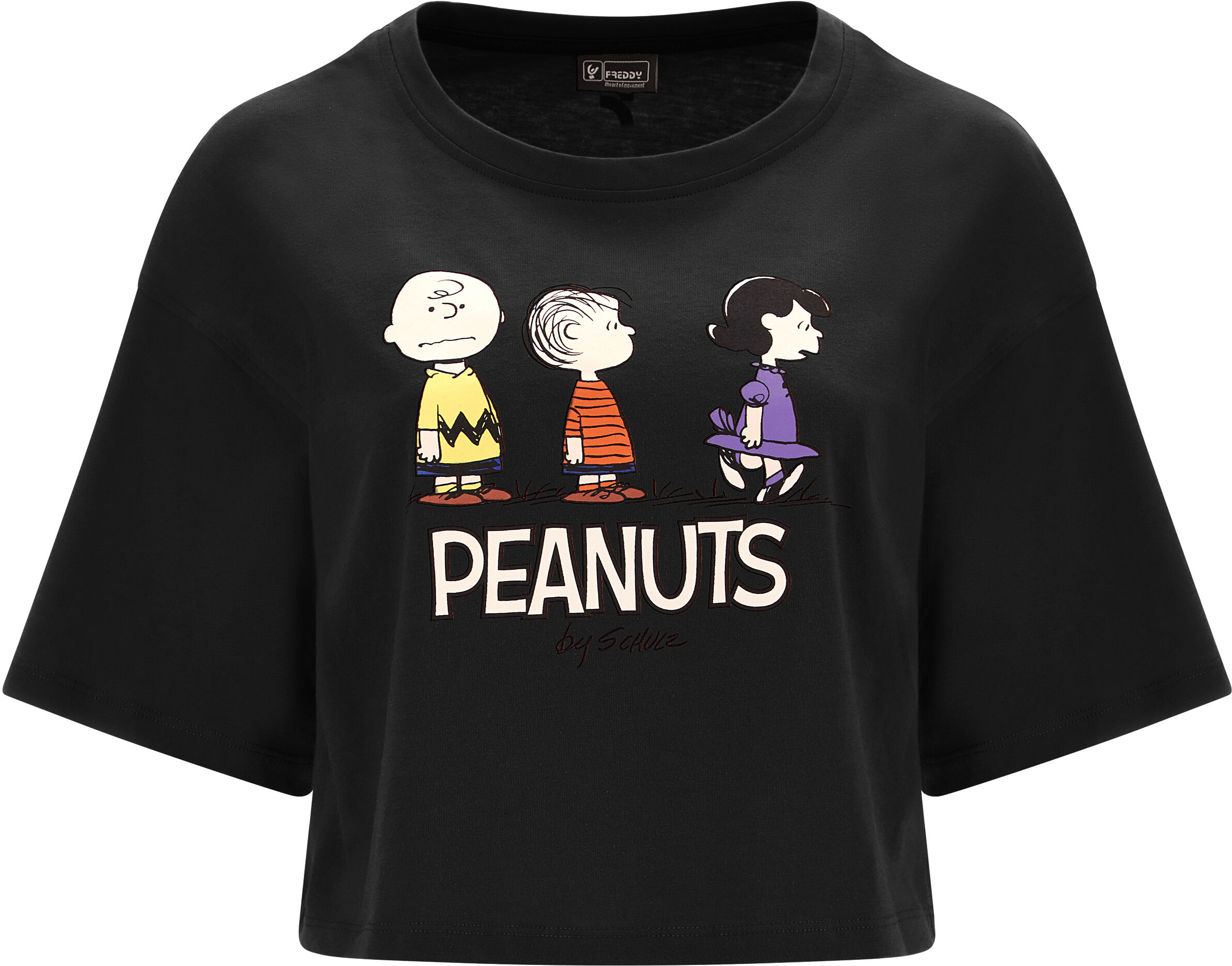 Freddy T-shirt corta comfort fit con stampa Peanuts Nero Donna Xxs