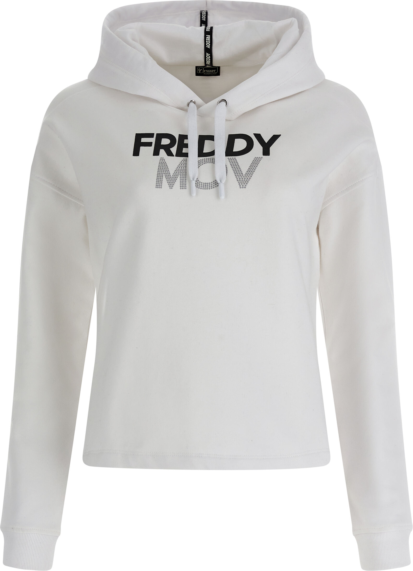 Freddy Felpa corta con cappuccio e stampa a contrasto Bianco Donna Extra Small