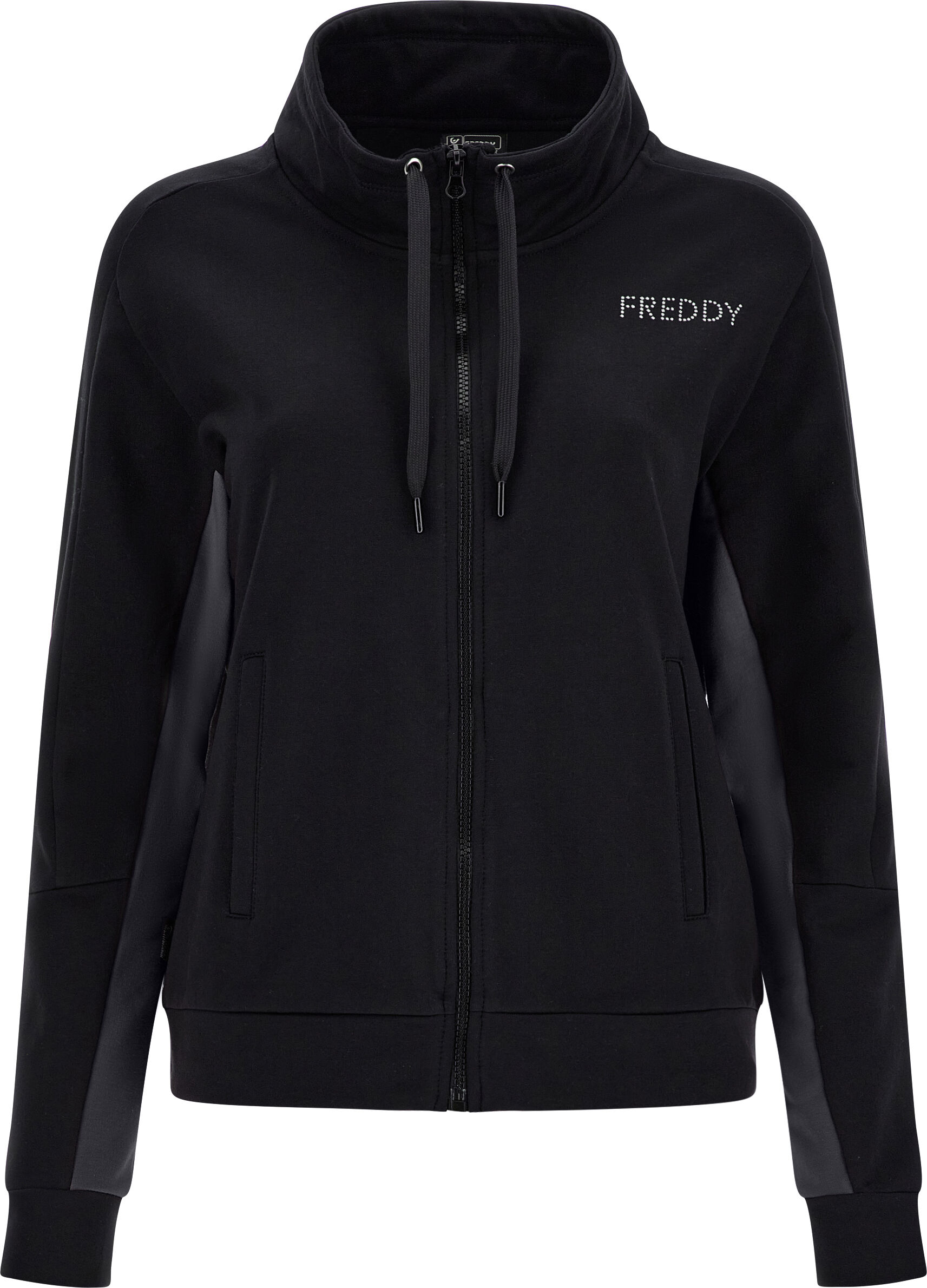 Freddy Felpa zip e collo alto con interno manica in contrasto Black -Black Melange Donna Small