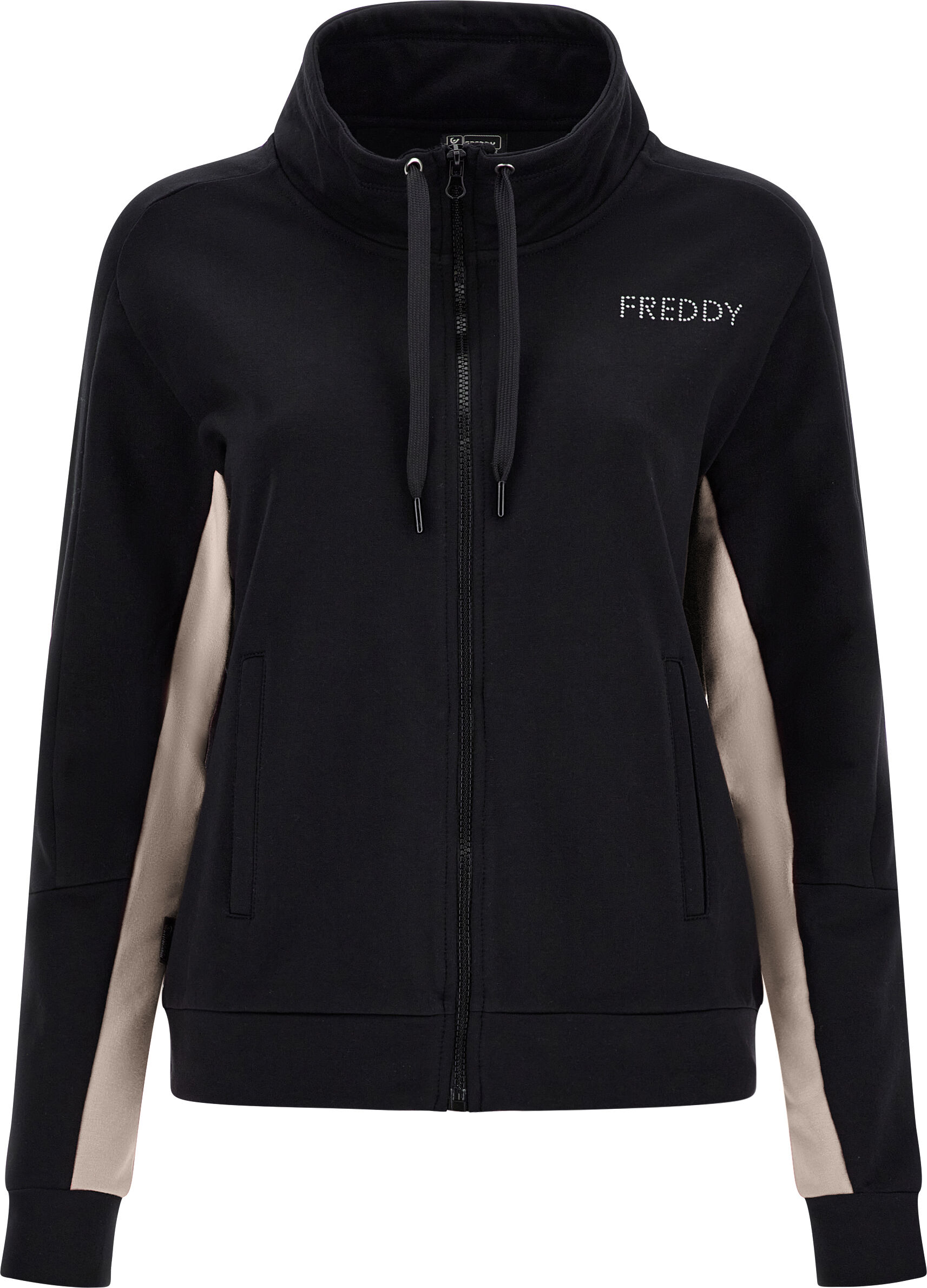 Freddy Felpa zip e collo alto con interno manica in contrasto Black-Almond Peach Donna Small