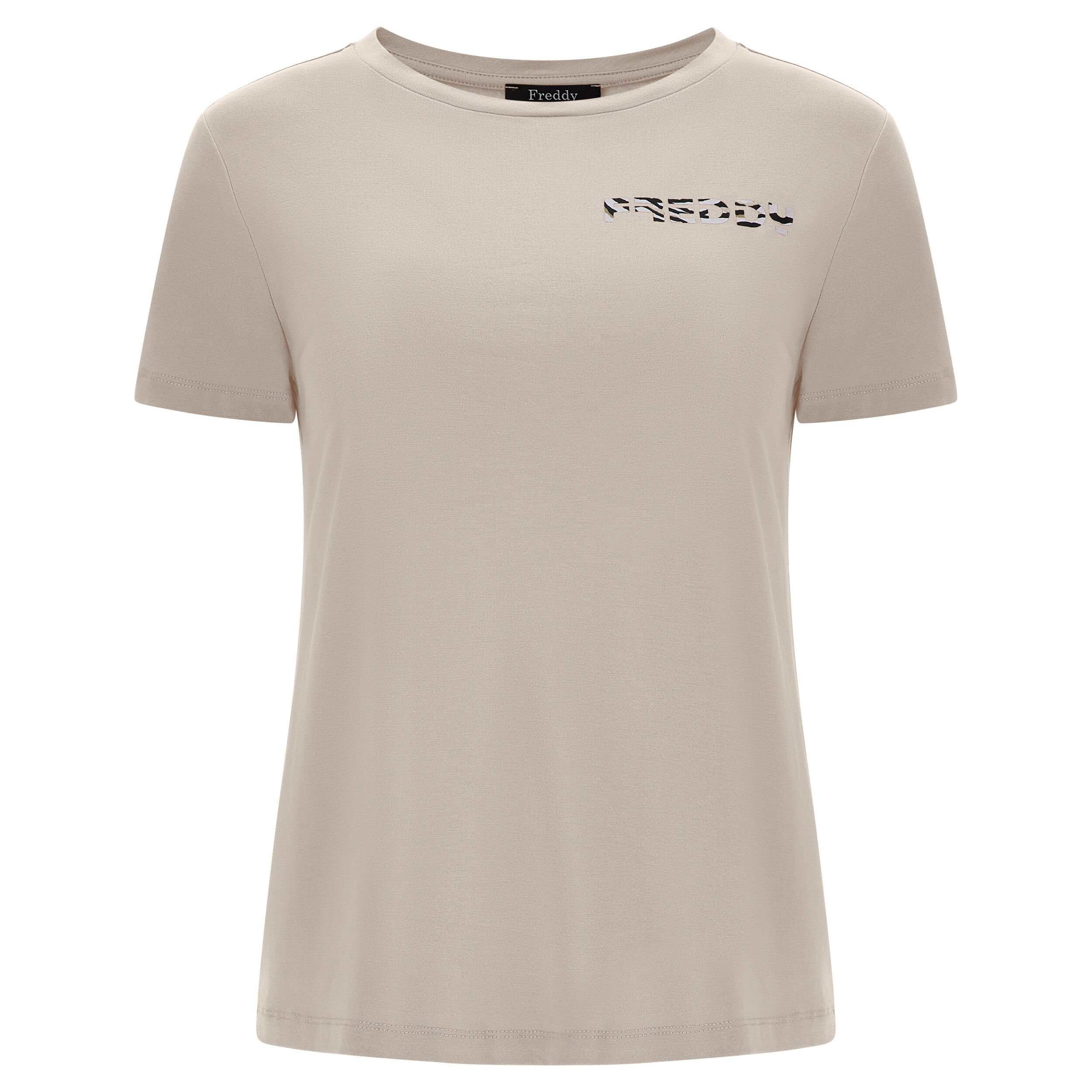 Freddy T-shirt in jersey di viscosa con logo tigrato Crystal Gray Donna Extra Large