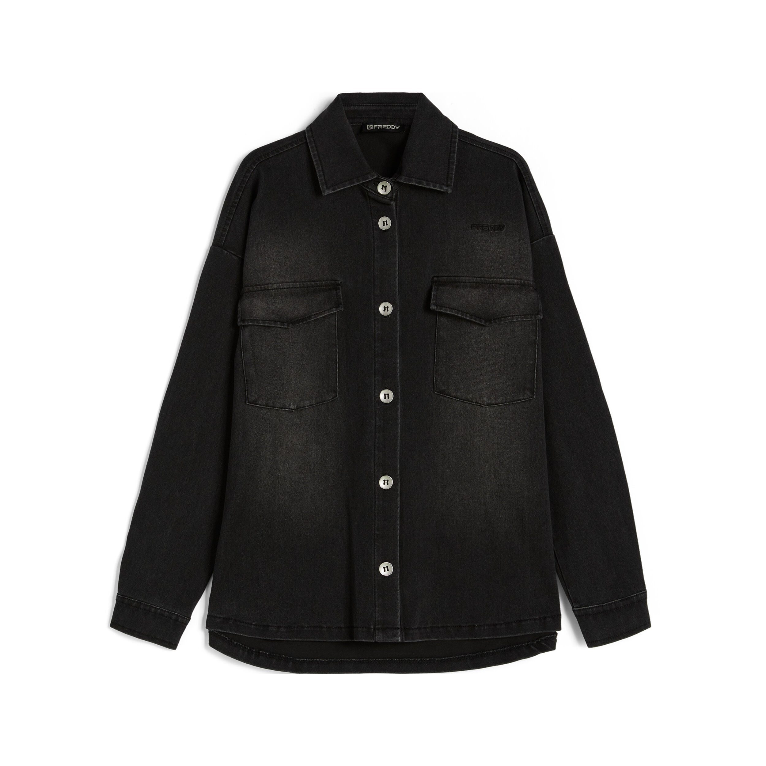 Freddy Camicia da donna oversize in denim scuro Jeans Nero-Cuciture In Tono Donna Extra Small