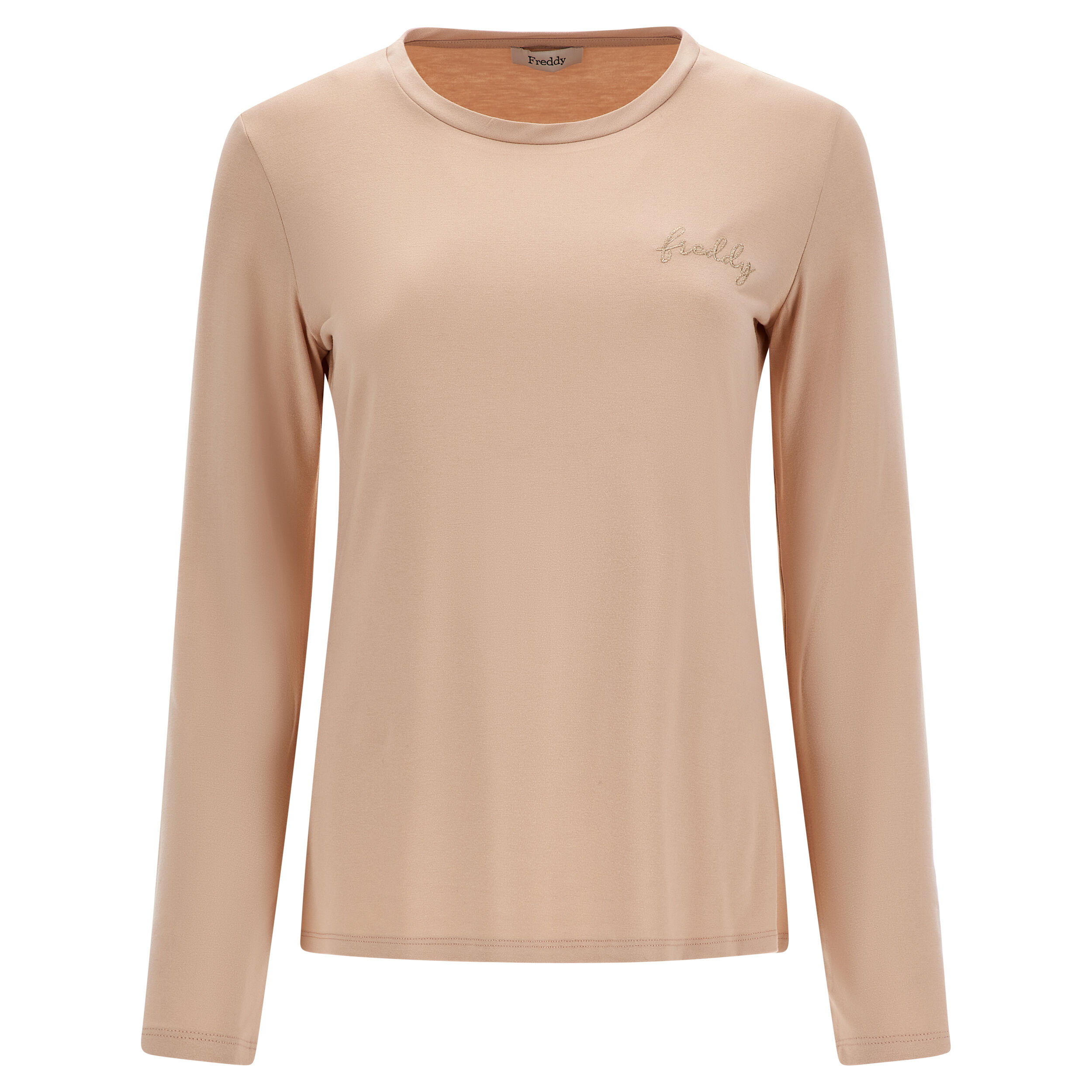 Freddy T-shirt manica lunga in jersey viscosa con logo lurex Cameo Rose Donna Extra Small