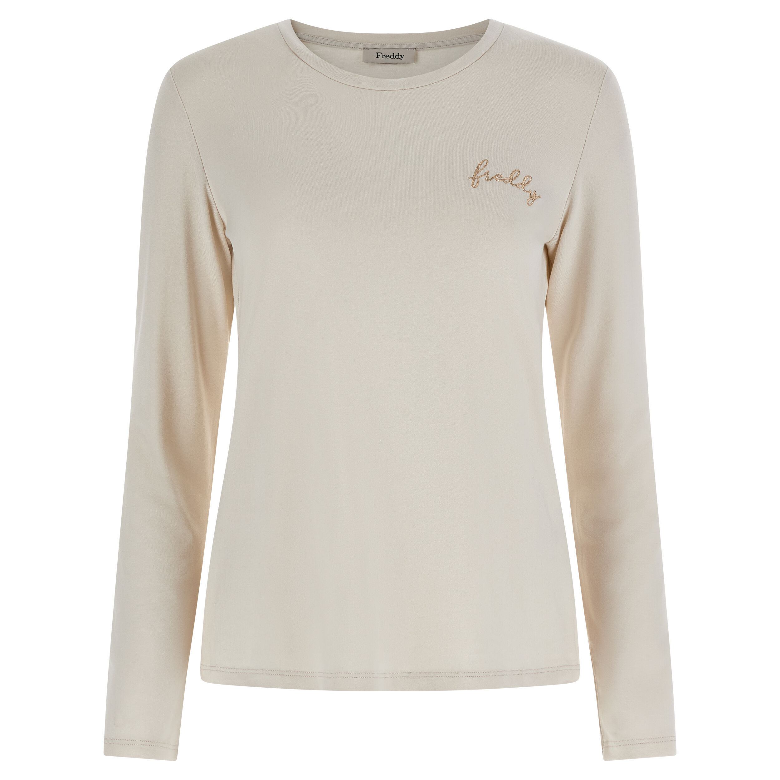 Freddy T-shirt manica lunga in jersey viscosa con logo lurex White Sand Donna Small