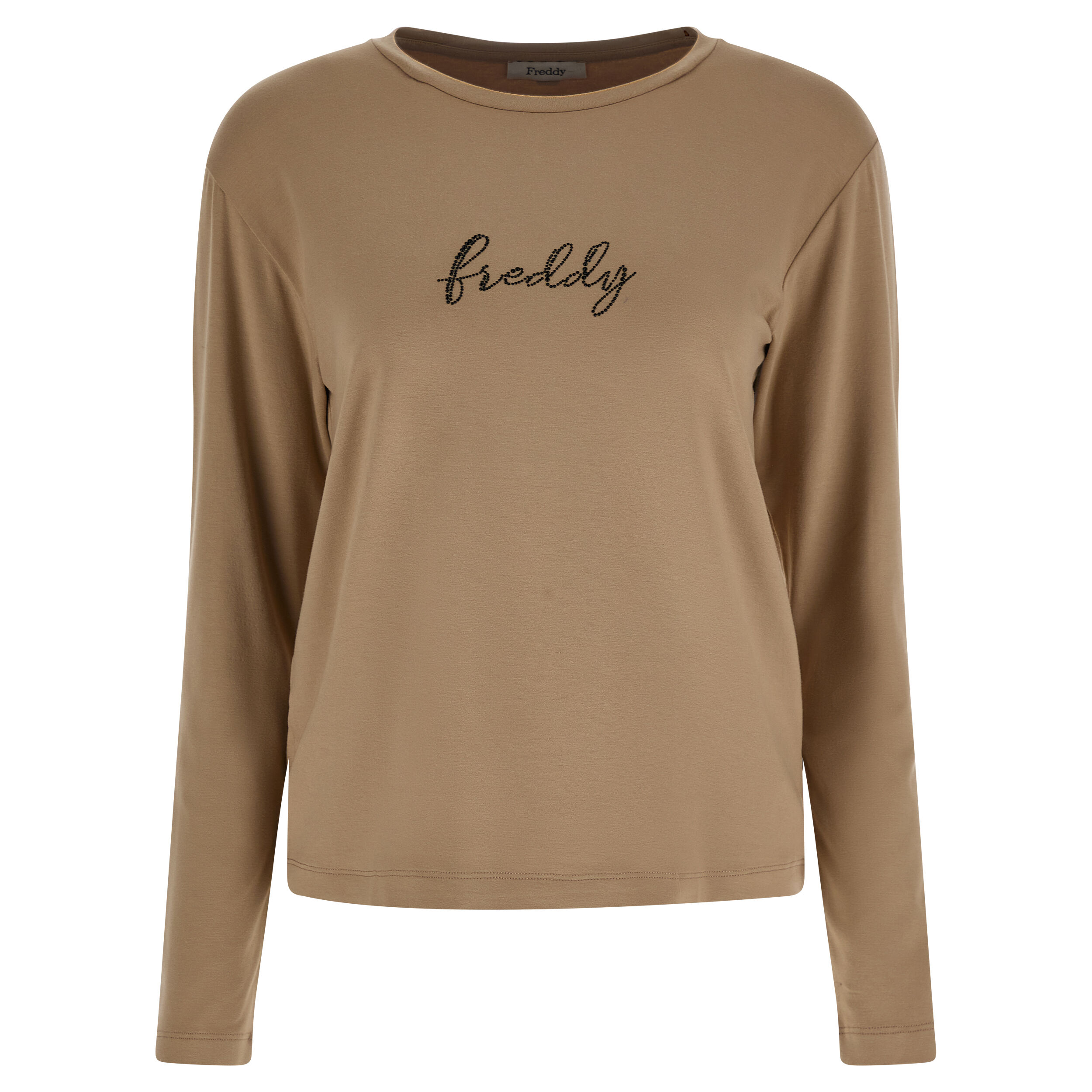 Freddy T-shirt manica lunga in jersey viscosa con logo in strass Tuffet Donna Extra Small