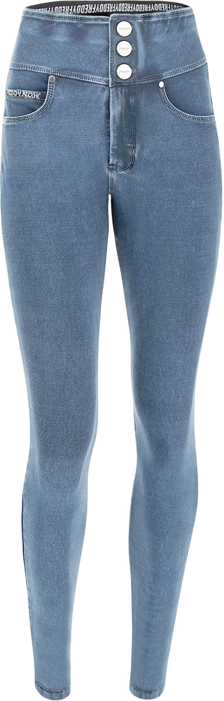 Freddy Pantaloni N.O.W.® skinny a vita alta in jersey denim Light Blue-Seams On Tone Donna Extra Large