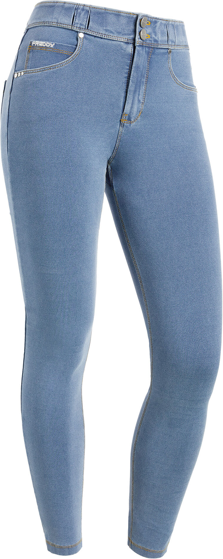 Freddy Pantaloni N.O.W.® skinny a vita media in jersey denim Denim Light Blue-Blue Seams Donna Large