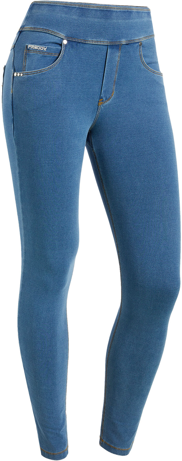 Freddy Pantaloni N.O.W.® skinny vita risvoltabile in jersey denim Denim Blu Scuro-Blue Seams Donna Extra Large