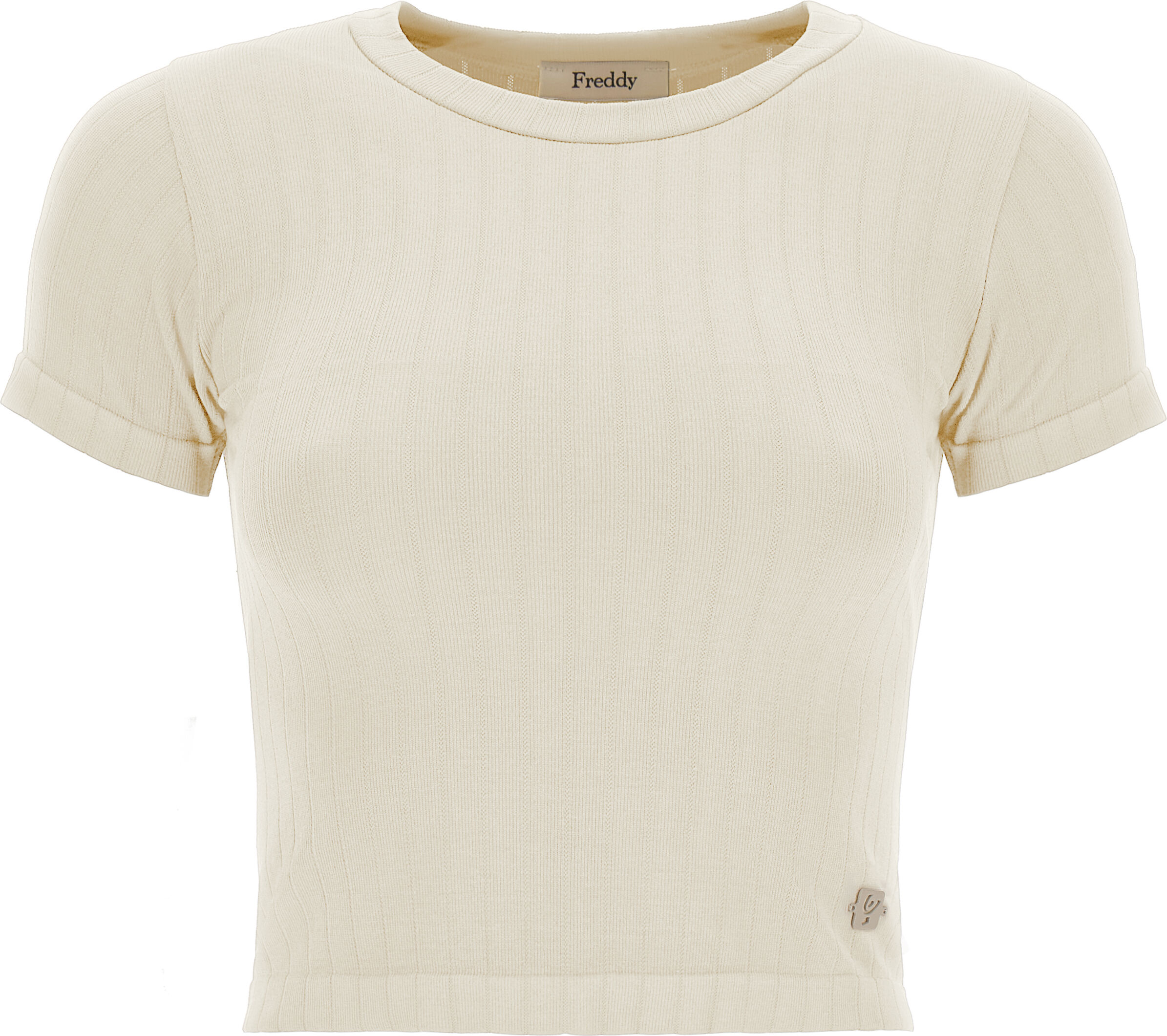 Freddy T-shirt cropped slim fit in tricot a costine Tofu Donna Extra Large