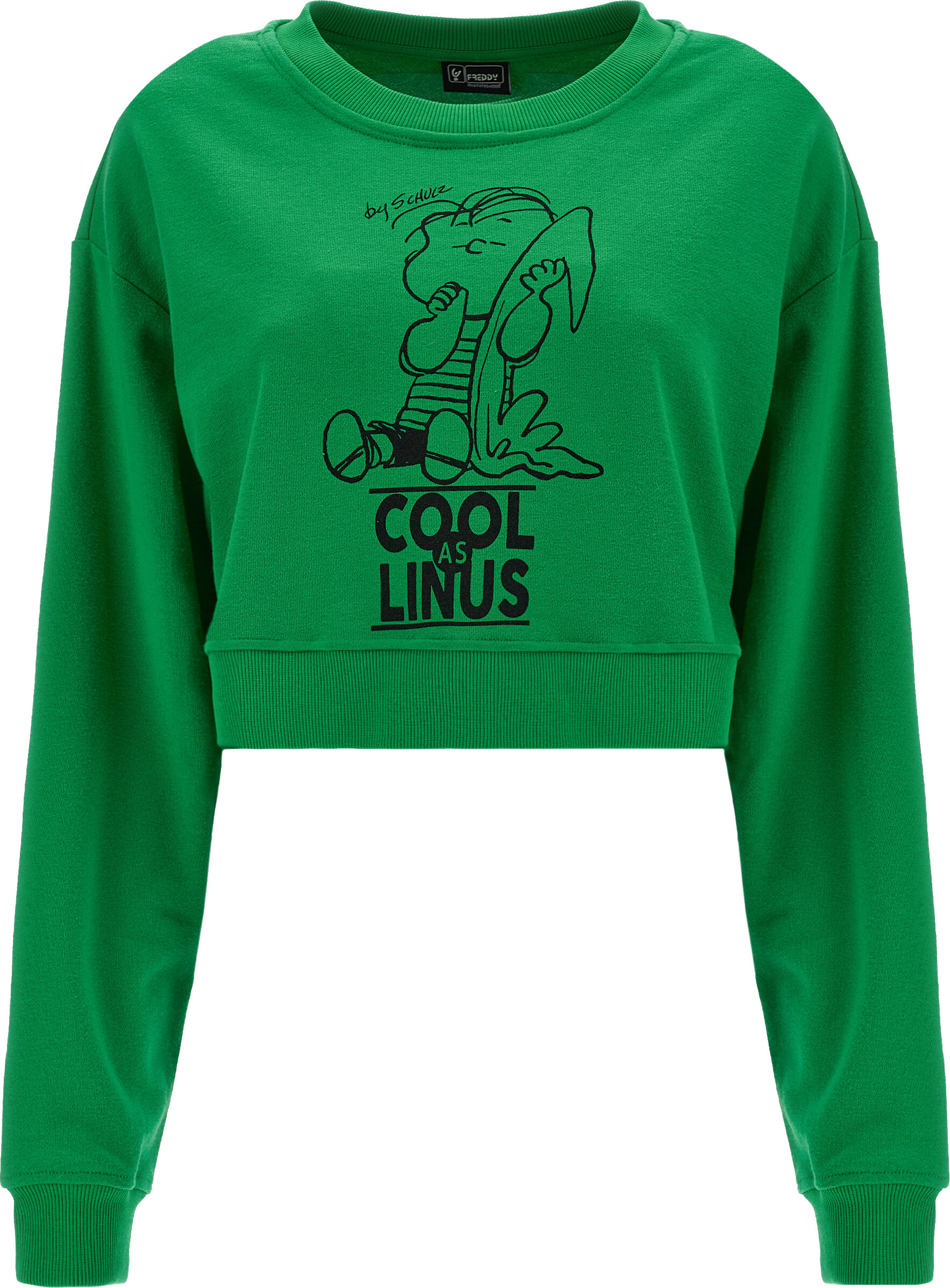 Freddy Felpa cropped comfort leggera con maxi stampa Peanuts Bright Green Donna Extra Small