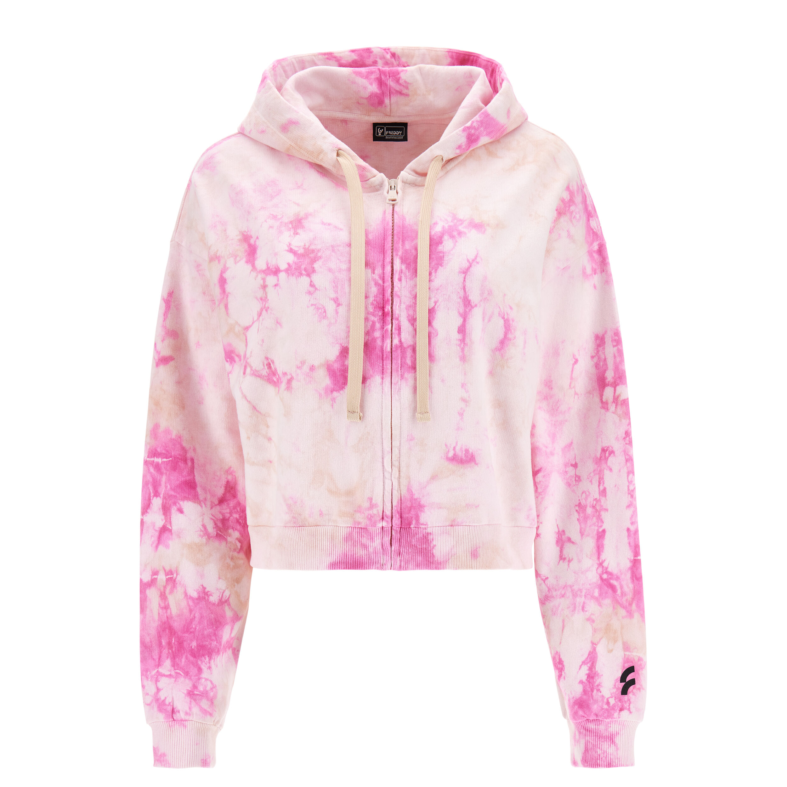 Freddy Felpa cropped comfort con cappuccio in french terry tie dye Tie Dye Fuchsia On Pink Donna Extra Large
