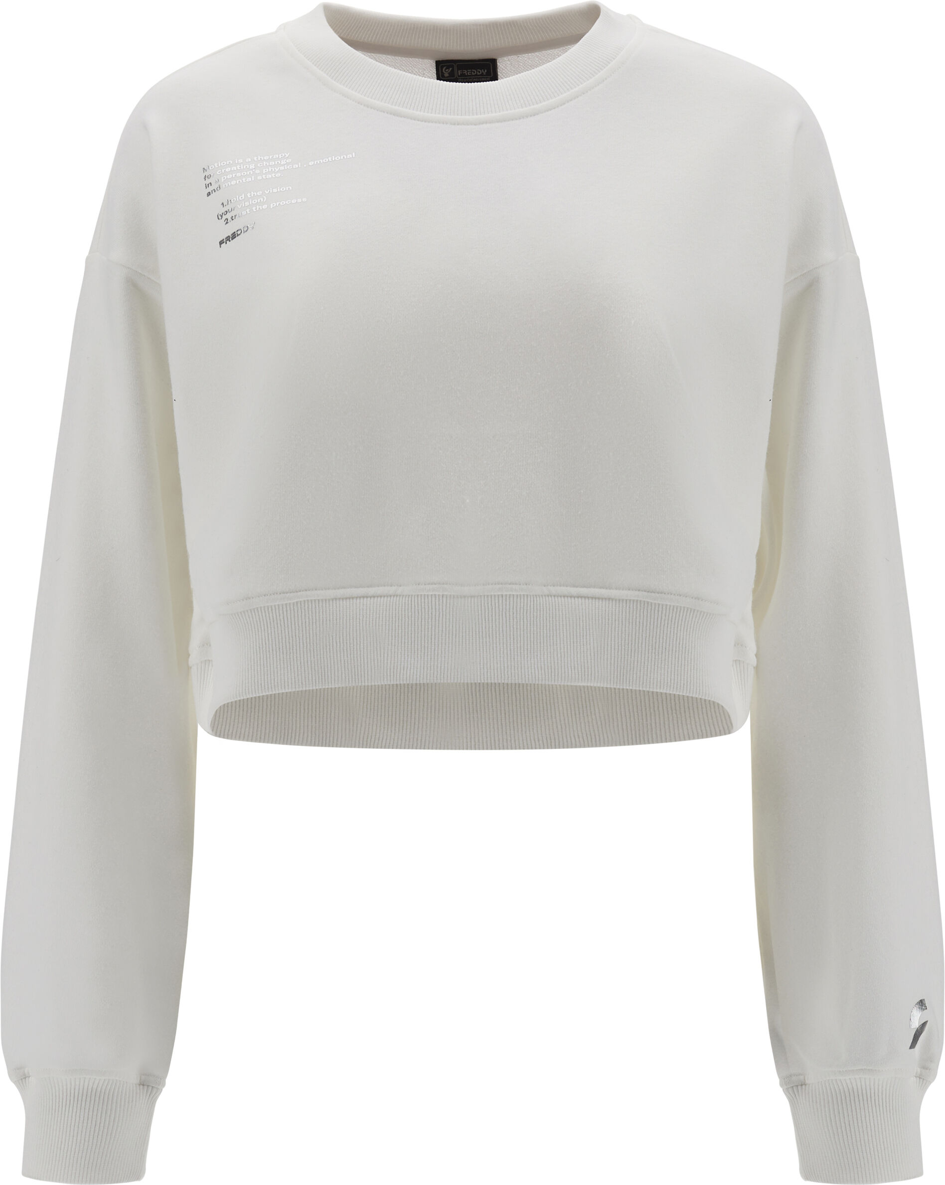 Freddy Felpa comfort cropped leggera con stampa lettering Blanc De Blanc Donna Extra Small