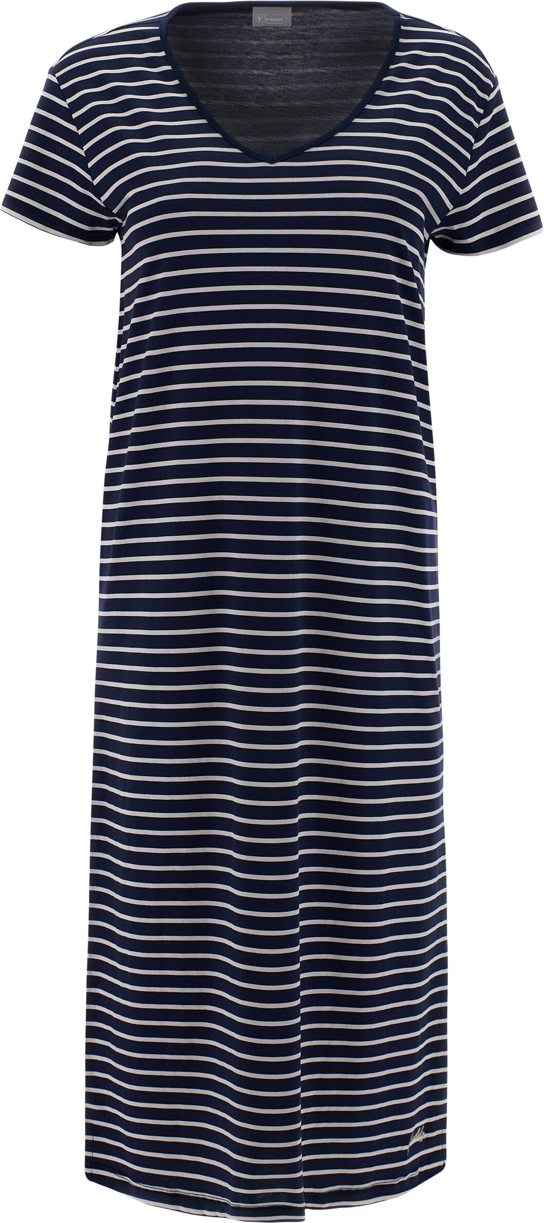 Freddy Abito in jersey a righe con scollo a V Blu Navy-Bianco Donna Small