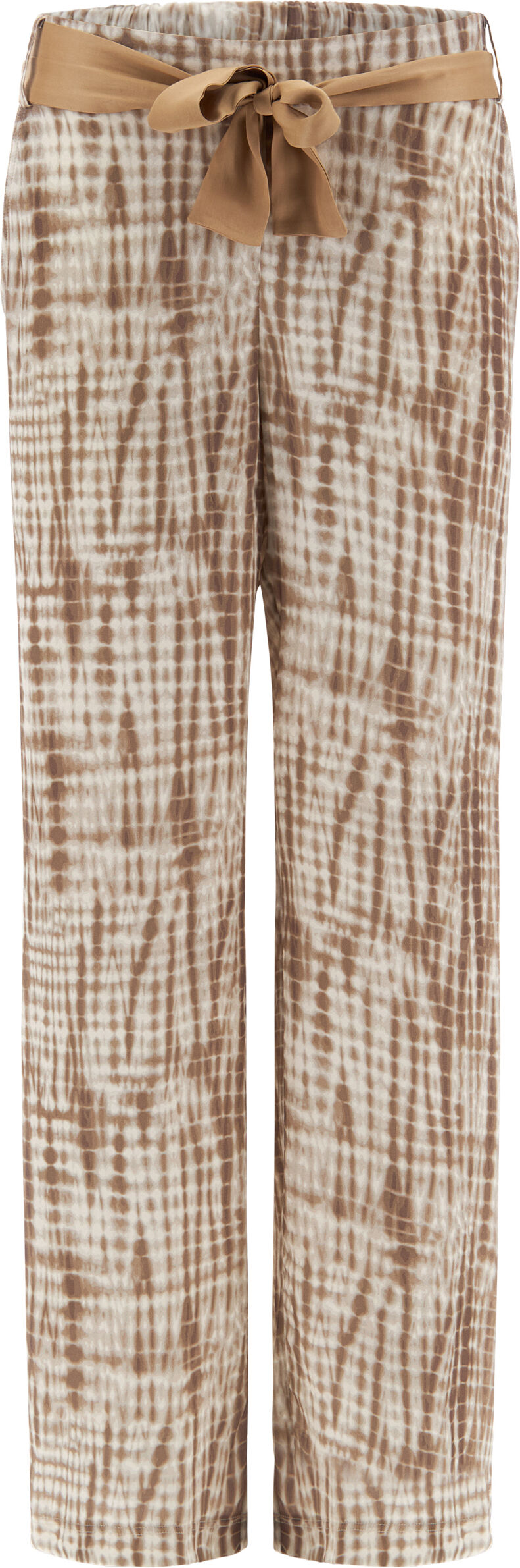 Freddy Pantaloni in satin di viscosa a fantasia con cintura abbinata Tie Dye Beige Donna Small