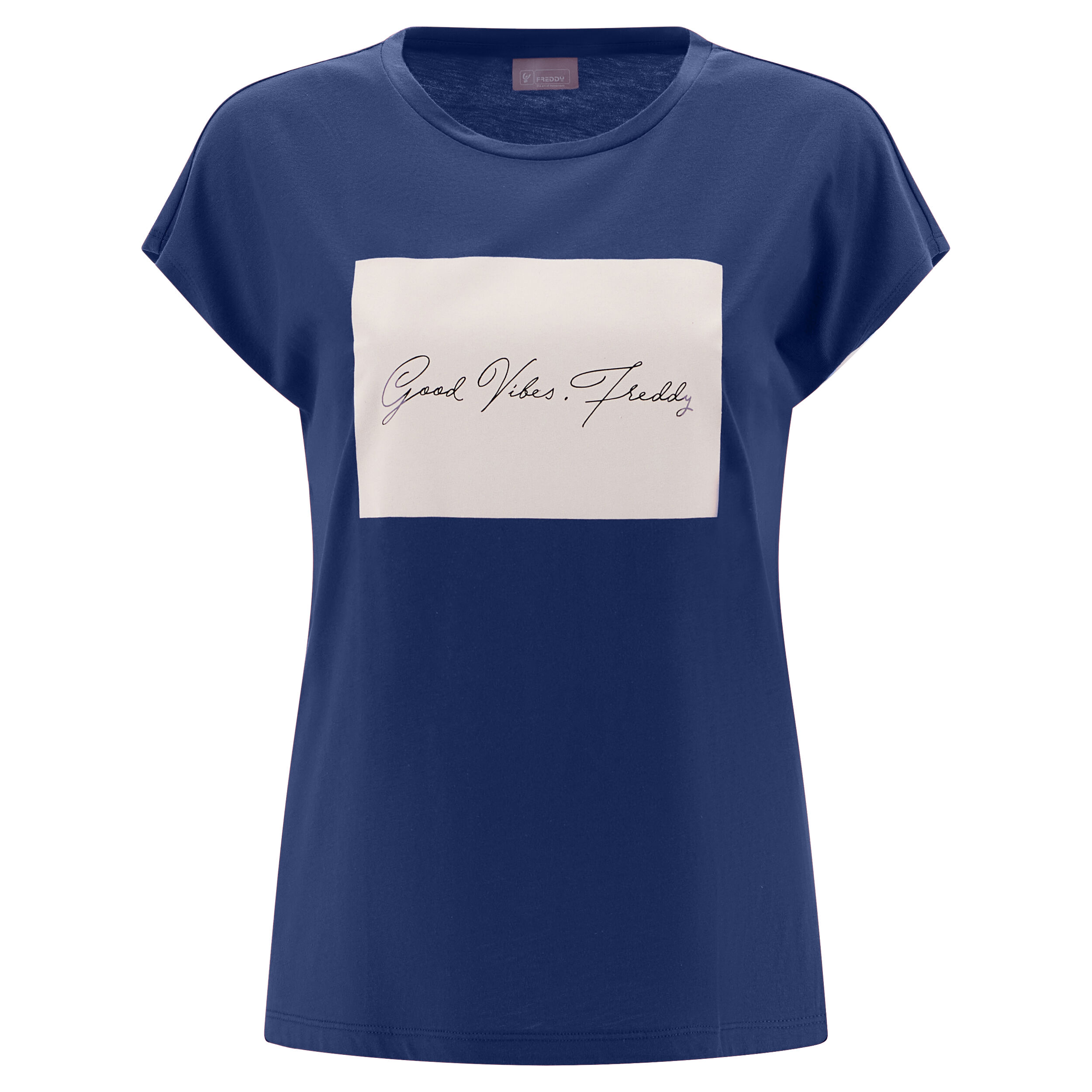 Freddy T-shirt con stampa riquadro e maniche molto corte ad aletta Blue Donna Extra Small