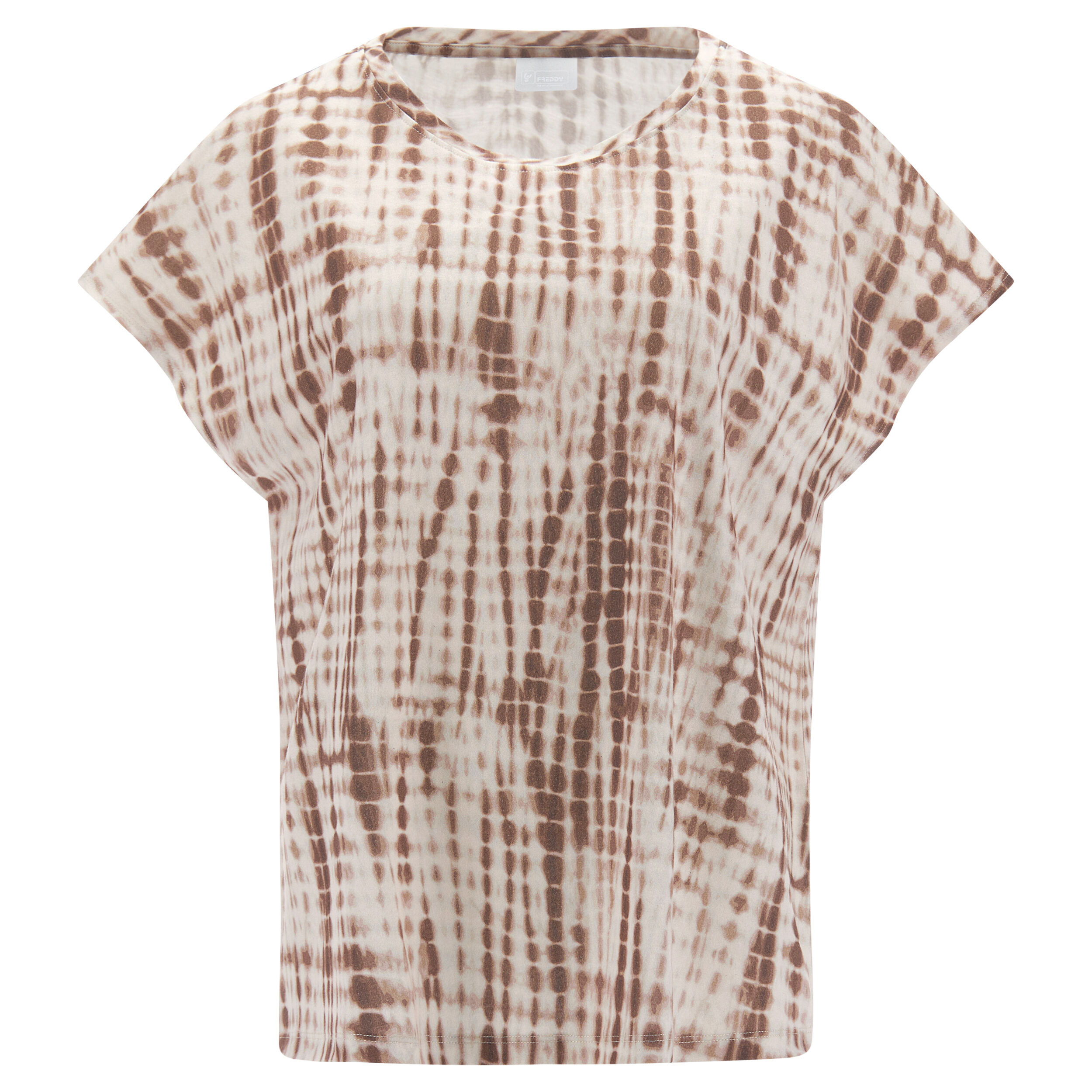 Freddy T-shirt comfort in jersey modal con fantasia all over Tie Dye Beige Donna Extra Large